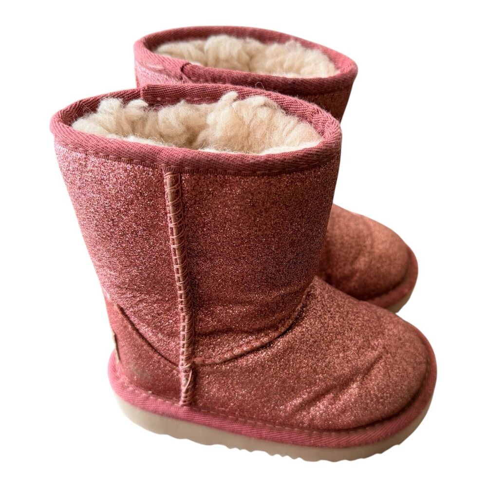 UGG Kids Classic II Glitter Pink Shimmer Sparkle Boots Size 6 Toddler